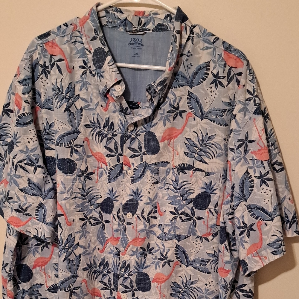 Izod Floral and Flamingo Print Shirt.  Size 2X.